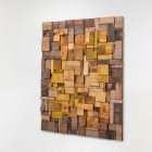 escultura de pared de madera reciclada