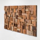 escultura de pared de madera reciclada